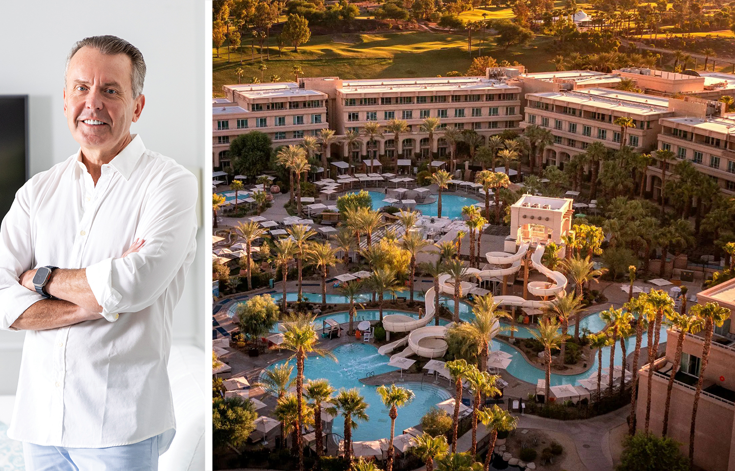 Trinity Investment's president and CEO, Seah Hehir and the Grand Hyatt Indian Wells Resort & Villas in Calif.
