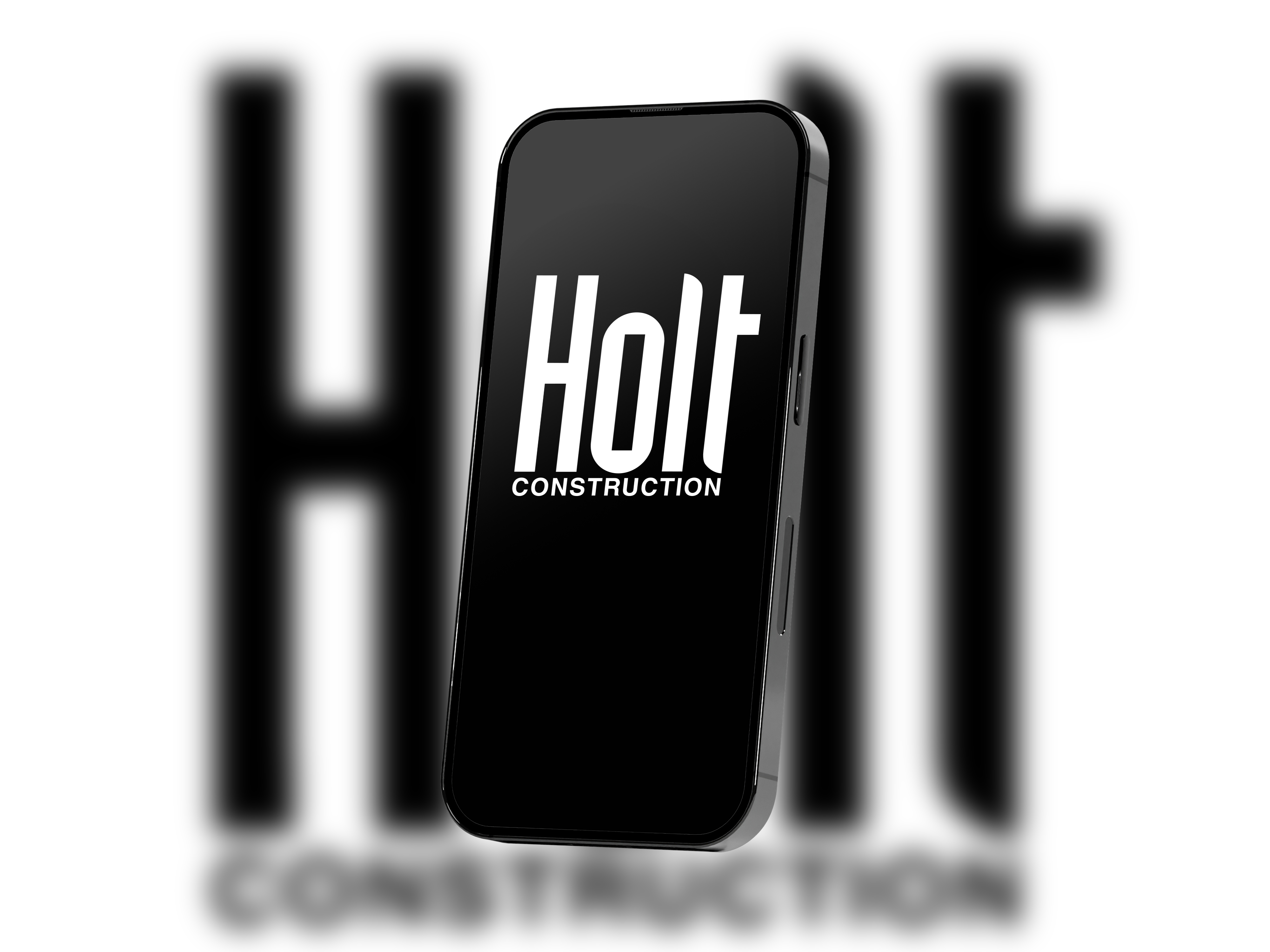 Holt Construction logo displayed on a mobile phone.