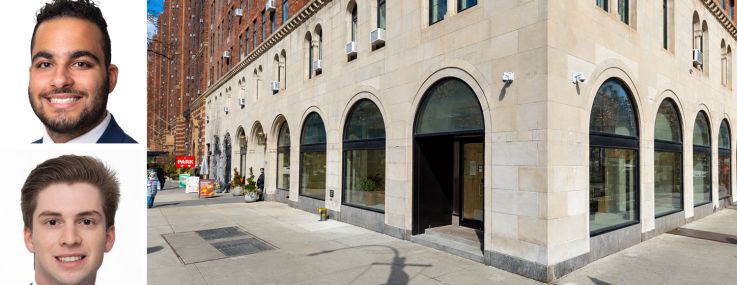 Meridian Capital Group's James Famularo (top), Noam Aziz (center) and Max Freudenberger, and 219 Ninth Avenue.
