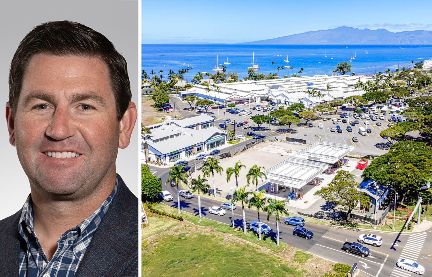 Nortmarq's Joe Giordani and the bLahaina Cannery retail property in Lahaina, Hawaii.
