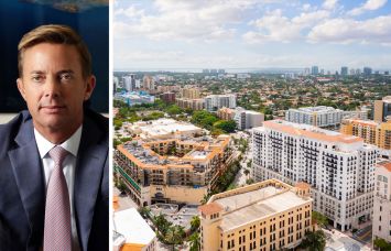 City National Bank of Florida CEO Jorge Gonzalez and an aerial view of Coral Gables, Fla.