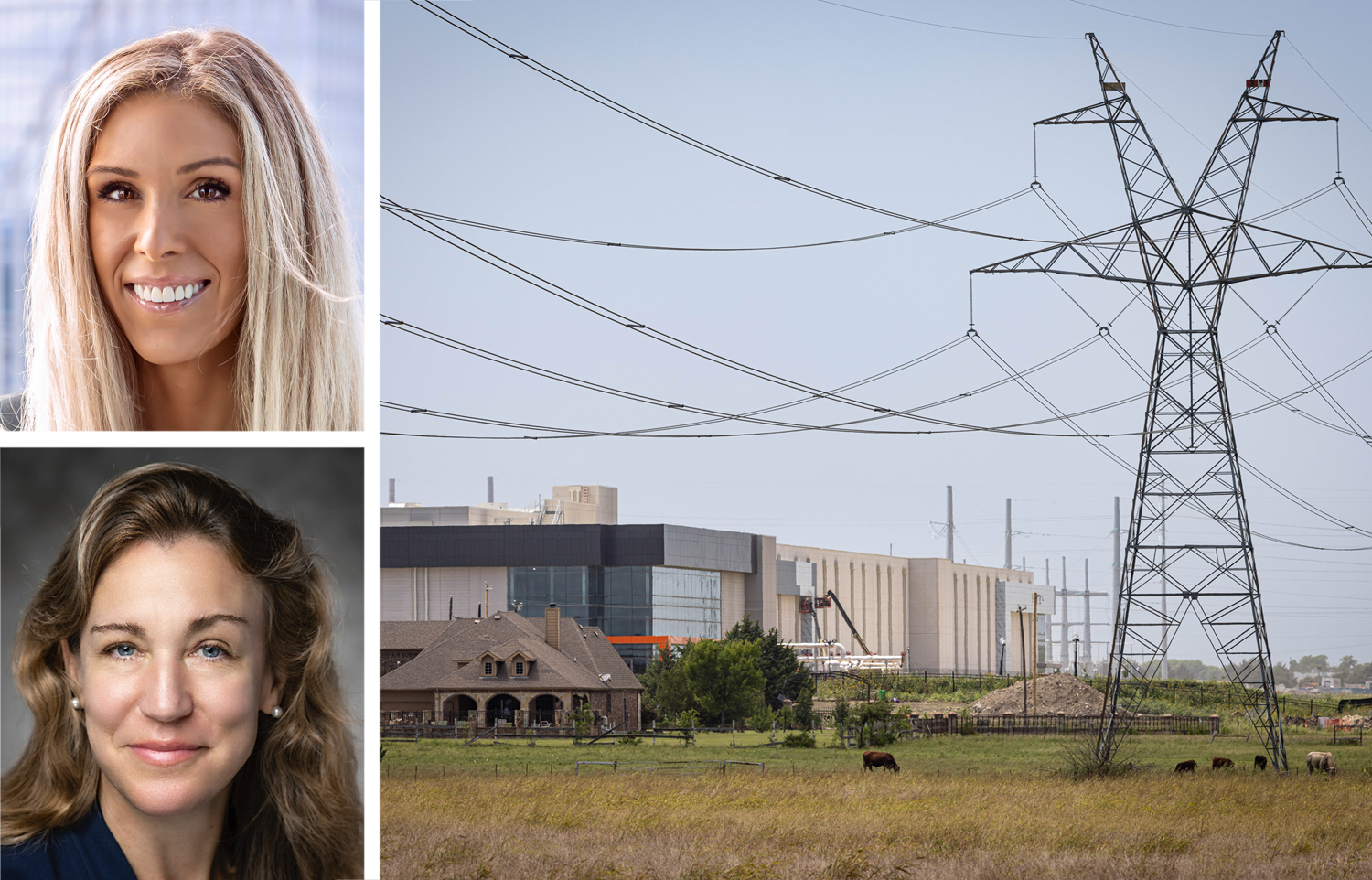 Heitman's Laura Craft (top), Urban Land Institute's Aimee Witteman, and data center campus and substation in Texas.