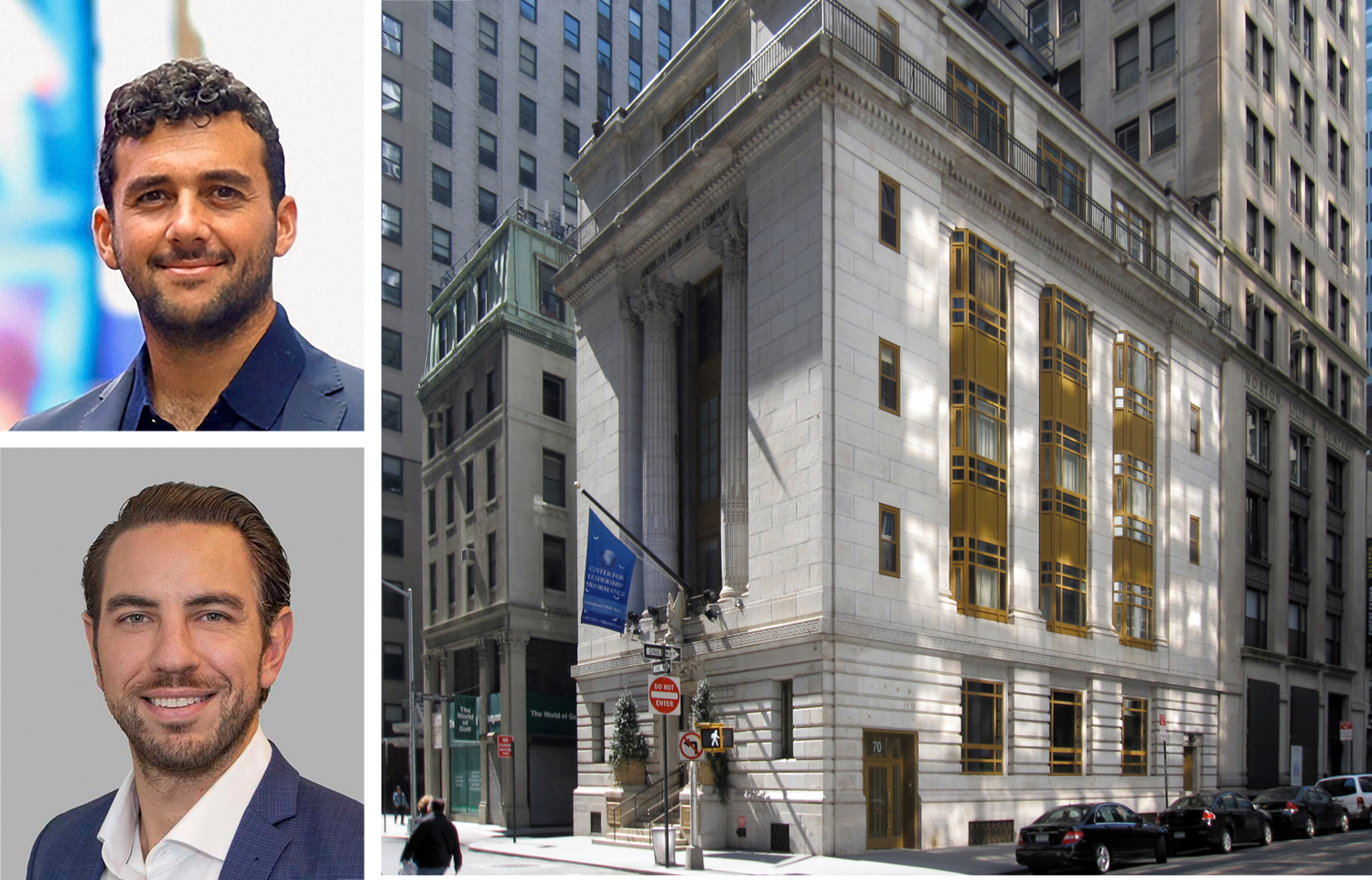 Isa Realty Group's Louis Franco (top), Cushman & Wakefield's Dylan Walsh and 70 Broad Street.