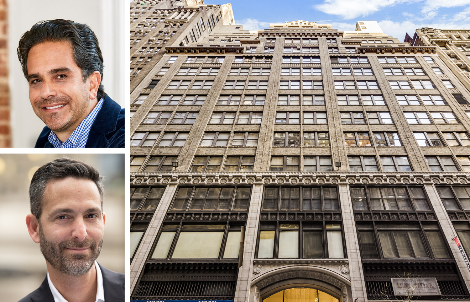 GFP Real Estate's Matthew Mandell (top), Intrepid Real Estate's David Menaged and 247 West 37th Street.