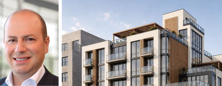 Arrow Real Estate Advisors' Morris Betesh (top), BridgeCity Capital's Louis Lebovits and a rendering of 10-56 46th Road, Queens.