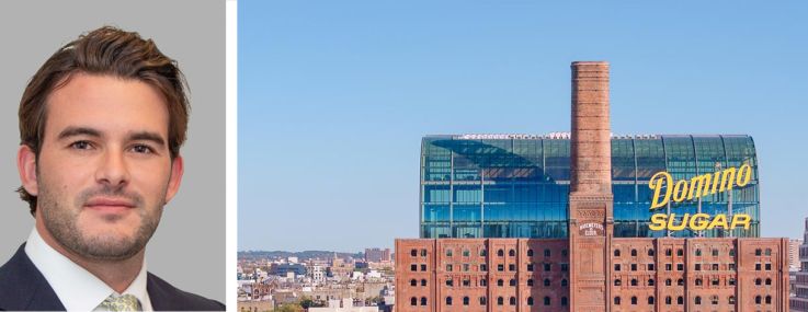 Cushman & Wakefield's Sam Hoffman (top), Two Trees Management's Alyssa Zahler and the Refinery at Domino in Brooklyn.
