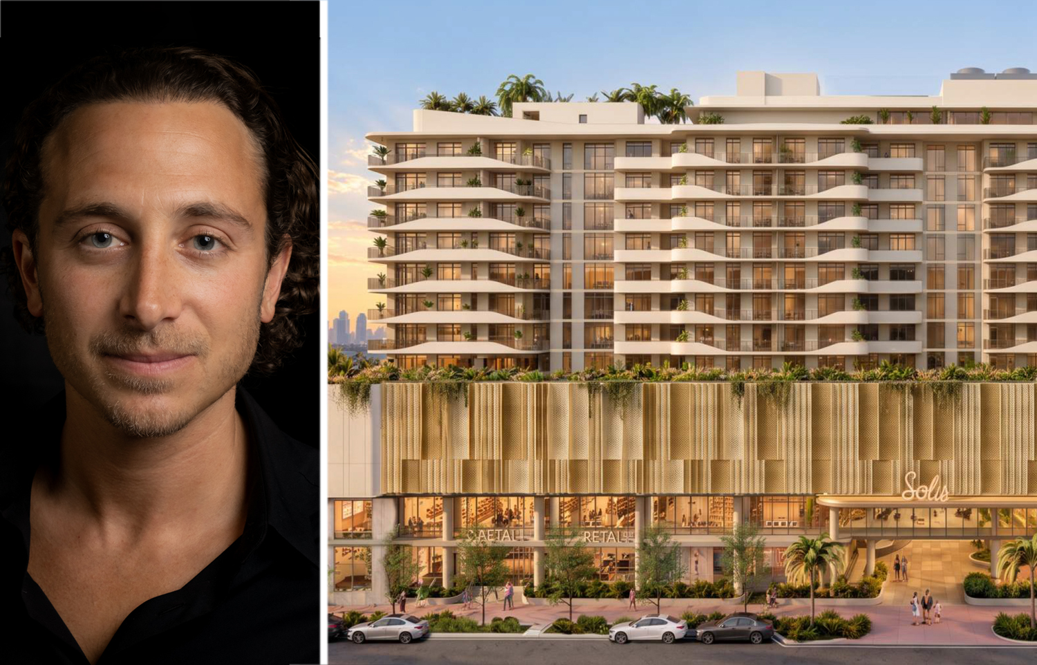 Infinity Collective's Steven Kassin and a rendering of 1656-1680 Alton Road in Miami Beach, Fla.