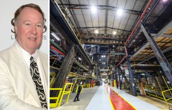 Stockbridge's Terry Fancher and an interior view of a warehouse.