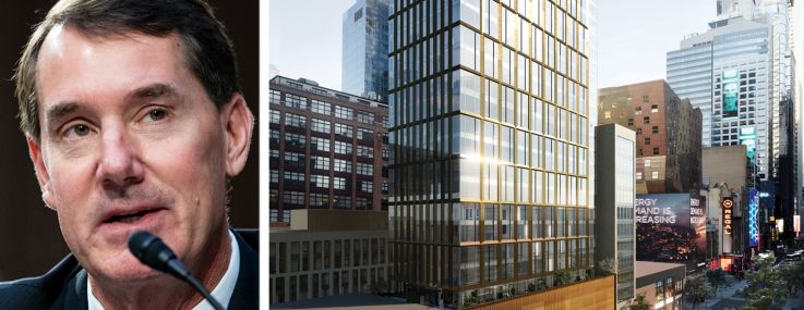 PNC Bank Chairman and CEO WIlliam Demchak and a rendering of The Ellery at 312 West 43rd Street.