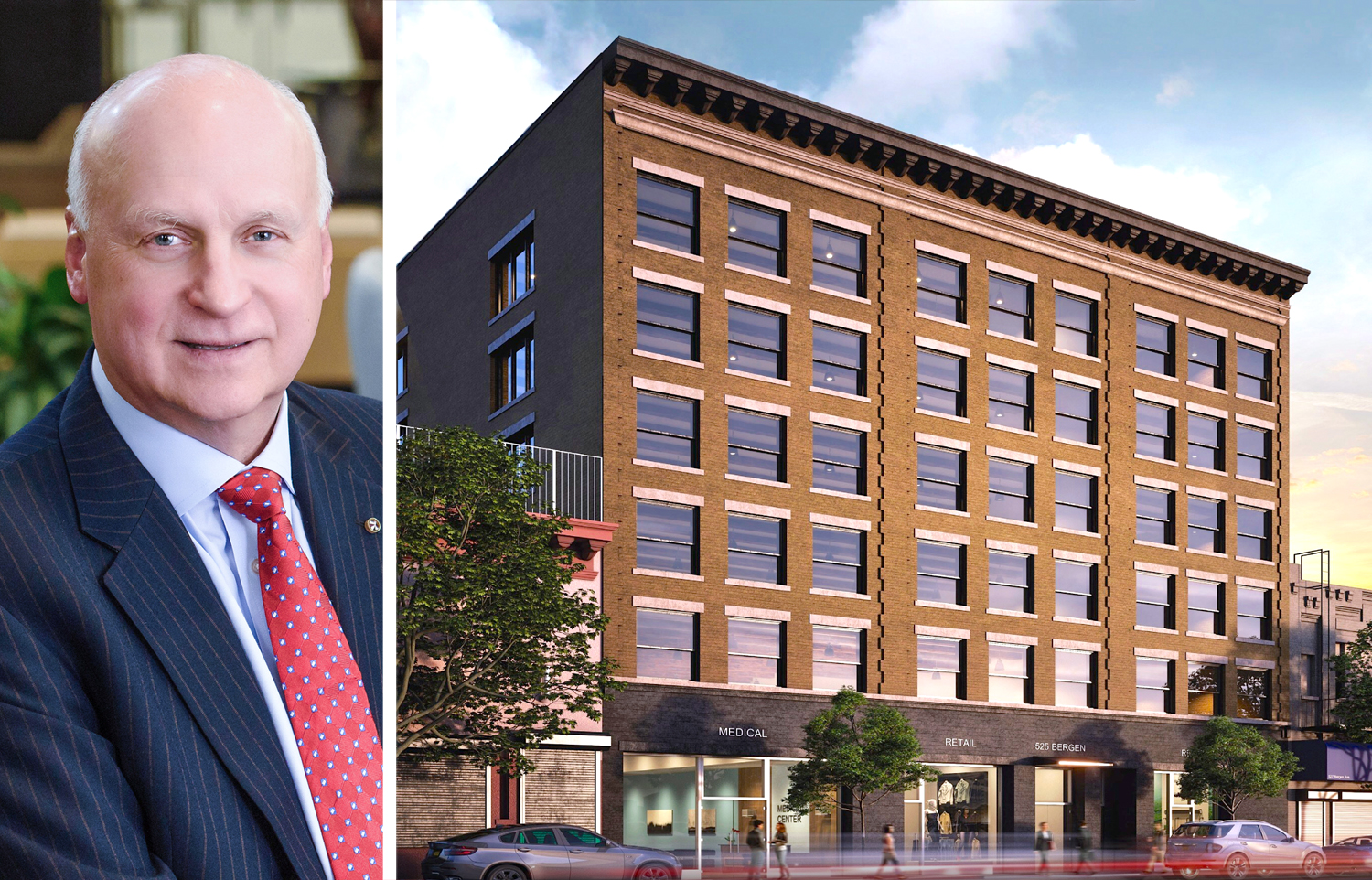 JLL's William Korchak and a rendering of 521 Bergen Avenue, the Bronx.