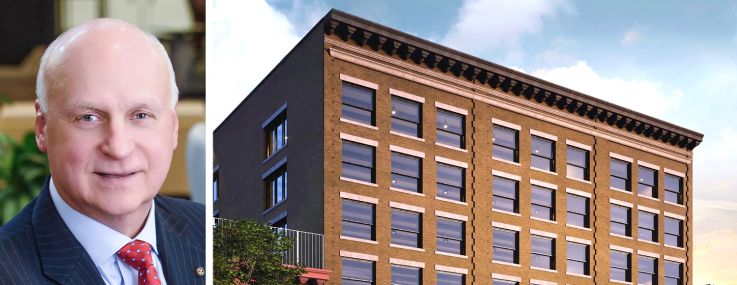 JLL's William Korchak and a rendering of 521 Bergen Avenue, the Bronx.