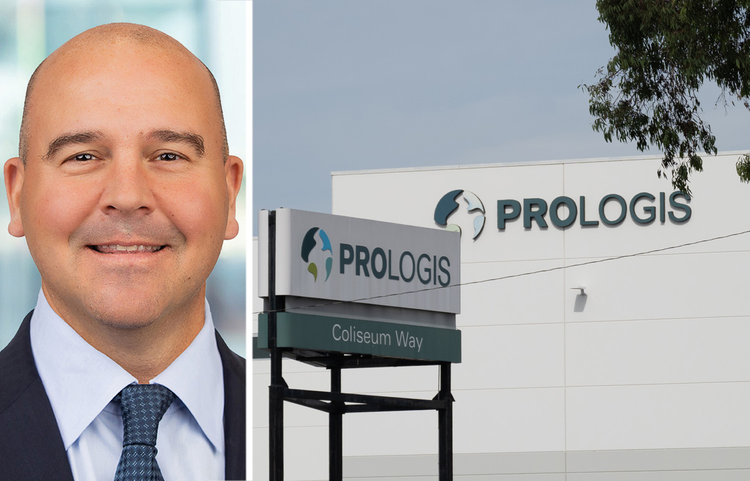 Prologis CEO Dan Letter and a Prologis facility.