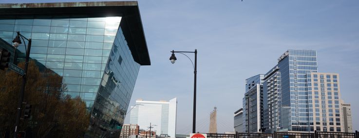 The former Kansas City Star (left) printing press building will be converted to a data center.