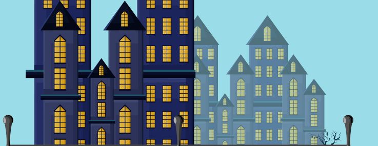 An illustration of semi-transparent homes behind opaque homes.
