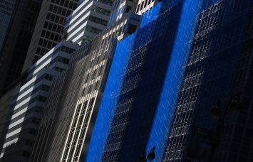 A row of office buildings in midtown Manhattan.